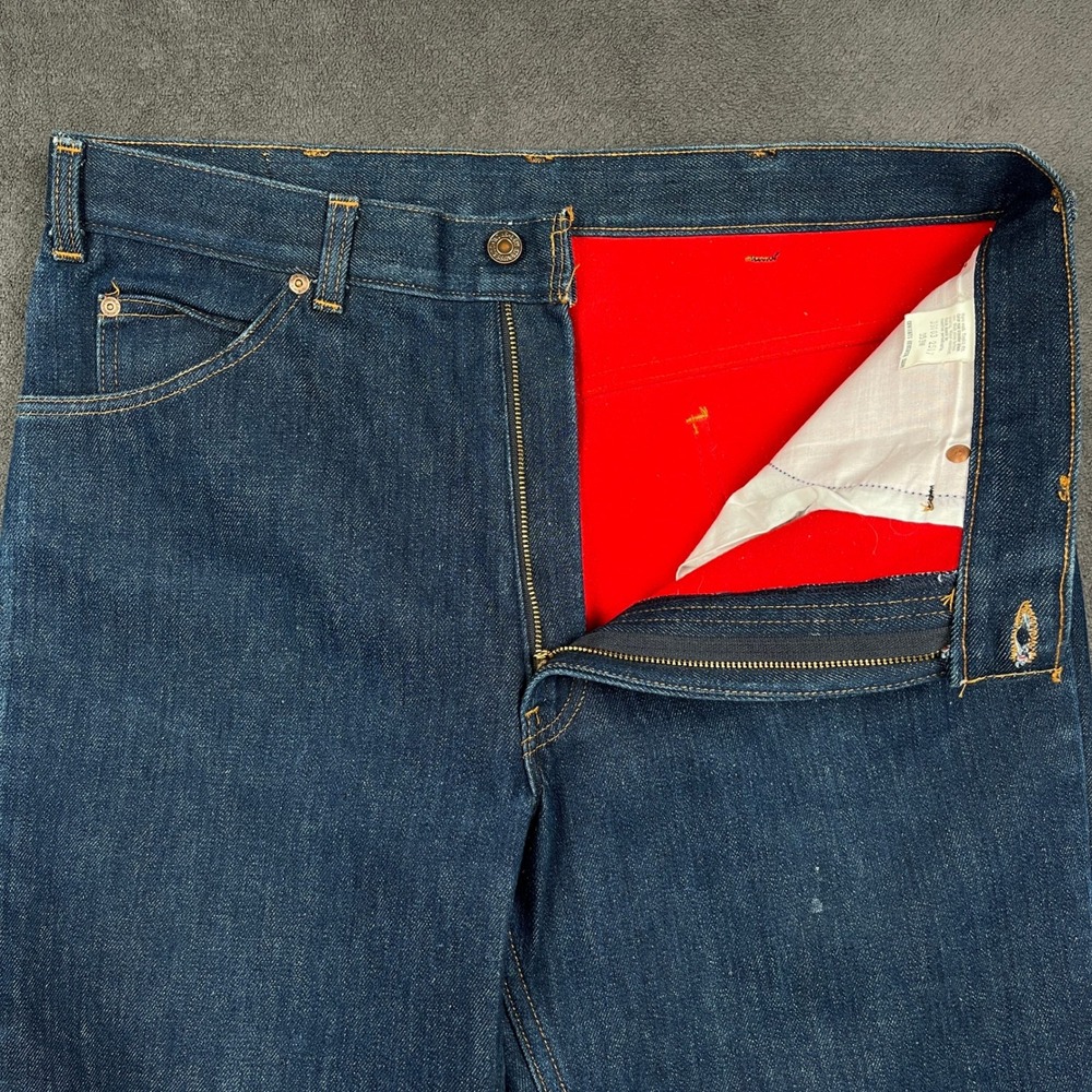 Vintage 80s Levis 517 Jeans Men 36x32 Dark Wash Bootcut Red Lined Orange Tab USA